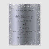 シルバーフォーマルグリッターエレガントラグジュア結婚リー マグネット招待状 (正面)