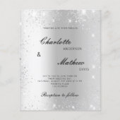 シルバーフォーマルスクリプト予算結婚式招待状 (正面)