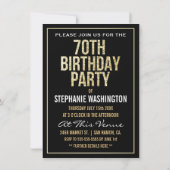 シルバーフォーマルブラックと金ゴールド70th誕生日パーティー 招待状 (裏面)