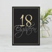 シルバーフォーマルブラック&金ゴールド18thバースデーパーティー 招待状 (スタンド正面)