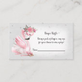 シルバーフラミンゴバレエ赤ちゃんシャワーおむつラッフル エンクロージャーカード (正面)