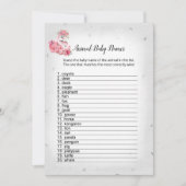 シルバーフラミンゴバレリーナ動物の赤ちゃんネームゲーム 招待状 (正面)