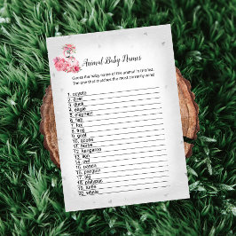 シルバーフラミンゴバレリーナ動物の赤ちゃんネームゲーム 招待状