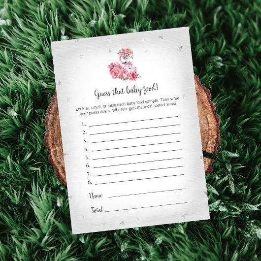 シルバーフラミンゴバレリーナ推測ベビー食べ物ゲーム 招待状