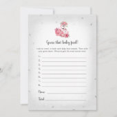 シルバーフラミンゴバレリーナ推測ベビー食べ物ゲーム 招待状 (正面)