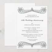 シルバーフラワースクロール 25周年記念パーティー 招待状 (正面/裏面)