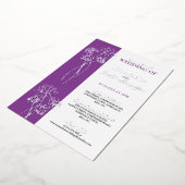 シルバーフラワーパープル結婚フォトの箔招待状 箔招待状 (回転した状態)