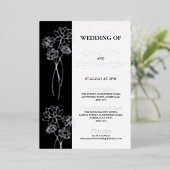シルバーフラワーブラックフォト結婚ズフォイル招待状 箔招待状 (立ち正面)