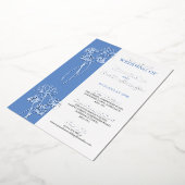 シルバーフラワーブルーフォト結婚ズフォイル招待状 箔招待状 (回転した状態)