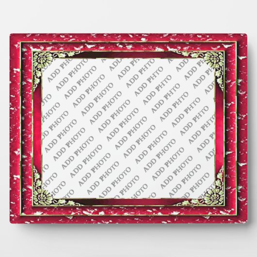 シルバーフラワー付きダークピンクのフレームにフォトプラークを追加 フォトプラーク (正面)