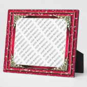 シルバーフラワー付きダークピンクのフレームにフォトプラークを追加 フォトプラーク (側面)