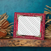 シルバーフラワー付きダークピンクのフレームにフォトプラークを追加 フォトプラーク (側面)