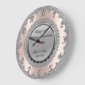 シルバーフラワー ローズゴールド 25周年記念 ラージ壁時計 (傾斜)