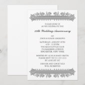 シルバーフラワー 25周年 結婚記念日 招待状 (正面/裏面)