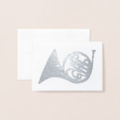 シルバーフランスののホーンミュージカル楽器 箔カード (封筒付き正面)