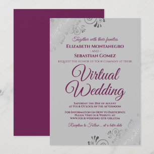 シルバーフリルカシスパープル&グレーバーチャル結婚ズ 招待状