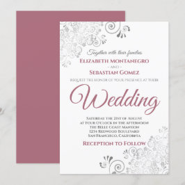 シルバーフリルシンプルズバラシックほこりっぽいホワイトズ結婚ス 招待状