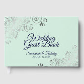 シルバーフリルミントグリーン&ネイビーエレガントな結婚式 ゲストブック (正面)
