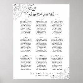 シルバーフリル9テーブル結婚のシーティンググラフホワイト ポスター