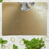 シルバーフルーアデリスオン金ゴールドダマスク キッチンタオル (折り畳み)