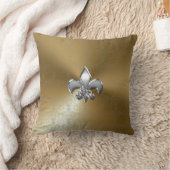 シルバーフルーアデリスオン金ゴールドダマスク クッション (ブランケット)