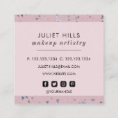 シルバーフレークと赤面ピンクスクウェア名刺 スクエア名刺 (裏面)