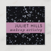 シルバーフレーク、ピンクと黒の正方形の名刺 スクエア名刺 (正面)