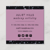 シルバーフレーク、ピンクと黒の正方形の名刺 スクエア名刺 (裏面)