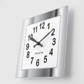 シルバーフレームと黒の数字 スクエア壁時計 (傾斜)