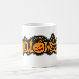シルバーフレームのハッピーハロウィン・ルビーアイのカボチャ コーヒーマグカップ