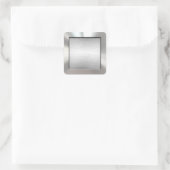 シルバーフレームのブラシ仕上げメタルステッカー スクエアシール (バッグ)