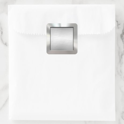 シルバーフレームのブラシ仕上げメタルステッカー スクエアシール (バッグ)