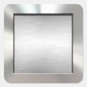 シルバーフレームのブラシ仕上げメタルステッカー スクエアシール (正面)
