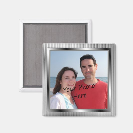 シルバーフレームのマグネット上の写真 マグネット (正面/裏面)