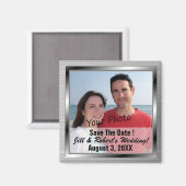 シルバーフレームの写真磁石の日付を保存 マグネット (正面/裏面)