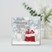 シルバーフレームサンタストッキングクリスマス 招待状 (スタンド正面)