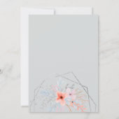 シルバーフレームフローラ水色結婚スクリプト 招待状 (裏面)