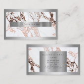 シルバーフレームメタルストーングレー大理石バラ銅 名刺 (正面/裏面)