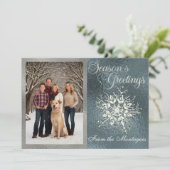 シルバーフレーム写真&クリスタルスノーフレーク シーズンカード (スタンド正面)