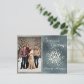 シルバーフレーム写真&クリスタルスノーフレーク シーズンポストカード (スタンド正面)