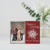 シルバーフレーム写真&クリスタルスノーフレーク シーズンポストカード (スタンド正面)