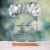 シルバーフレーム海軍紙吹雪バルーン退職 アクリルサイン (ニュートラル)