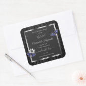 シルバーフレーム製品ラベル付きブラックツリー樹皮 スクエアシール (封筒)