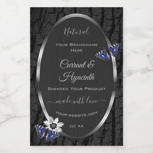 シルバーフレーム製品ラベル付きブラックツリー樹皮 フードラベル (シングルラベル)