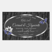 シルバーフレーム製品ラベル付きブラックツリー樹皮 長方形シール (正面)