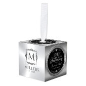 シルバーフレーム&ハート結婚10周年 キューブオーナメント (正面アングル)