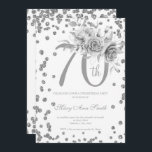 シルバーフローラと紙吹雪70th Birthday Party  招待状<br><div class="desc">70th エレガントバースデーパーティーシルバーフローラ&グリッター紙吹雪招待テンプレート。生け花モダンを特集。</div>