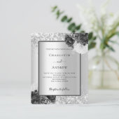 シルバーフローラの優雅な結婚式の招待状 (スタンド正面)