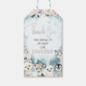 シルバーフローラアニマルズウィンターオンダーランド誕生日 ギフトタグ (正面)