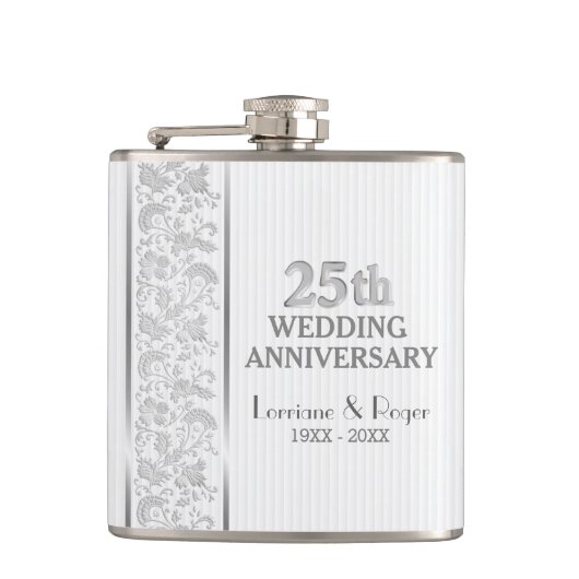 シルバーフローラエレガンス結婚25周年記念 フラスク (正面)